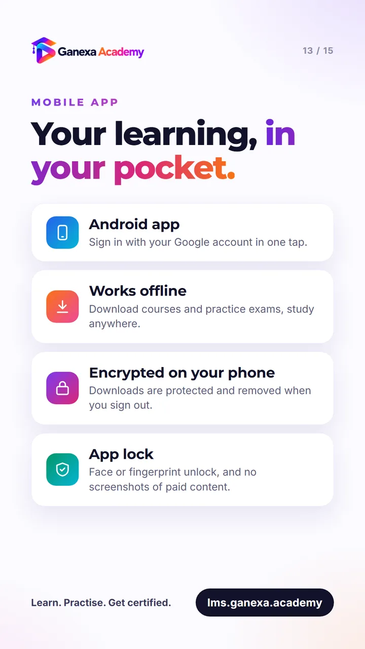 Mobile app: Android app with offline downloads, encryption and app lock