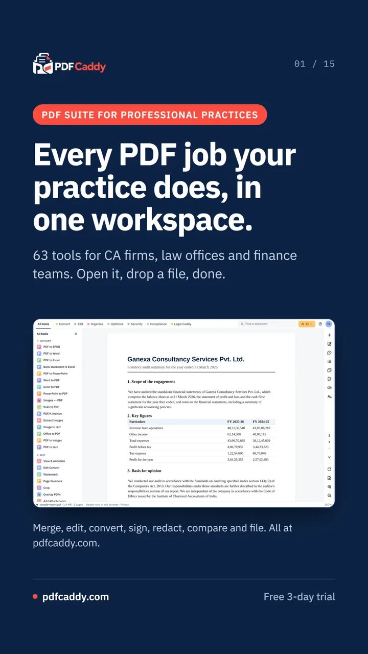 PDF Caddy: every PDF job a practice does, in one workspace, with 63 tools