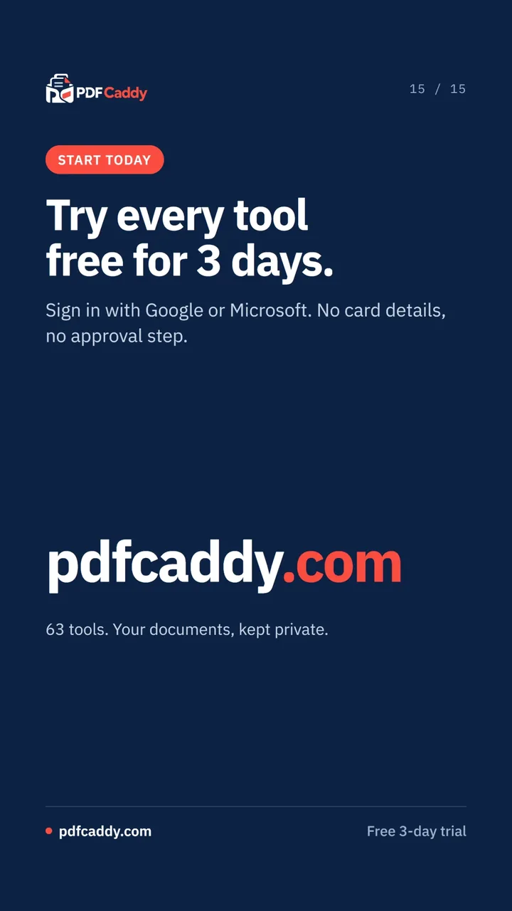 Try every tool free for 3 days at pdfcaddy.com