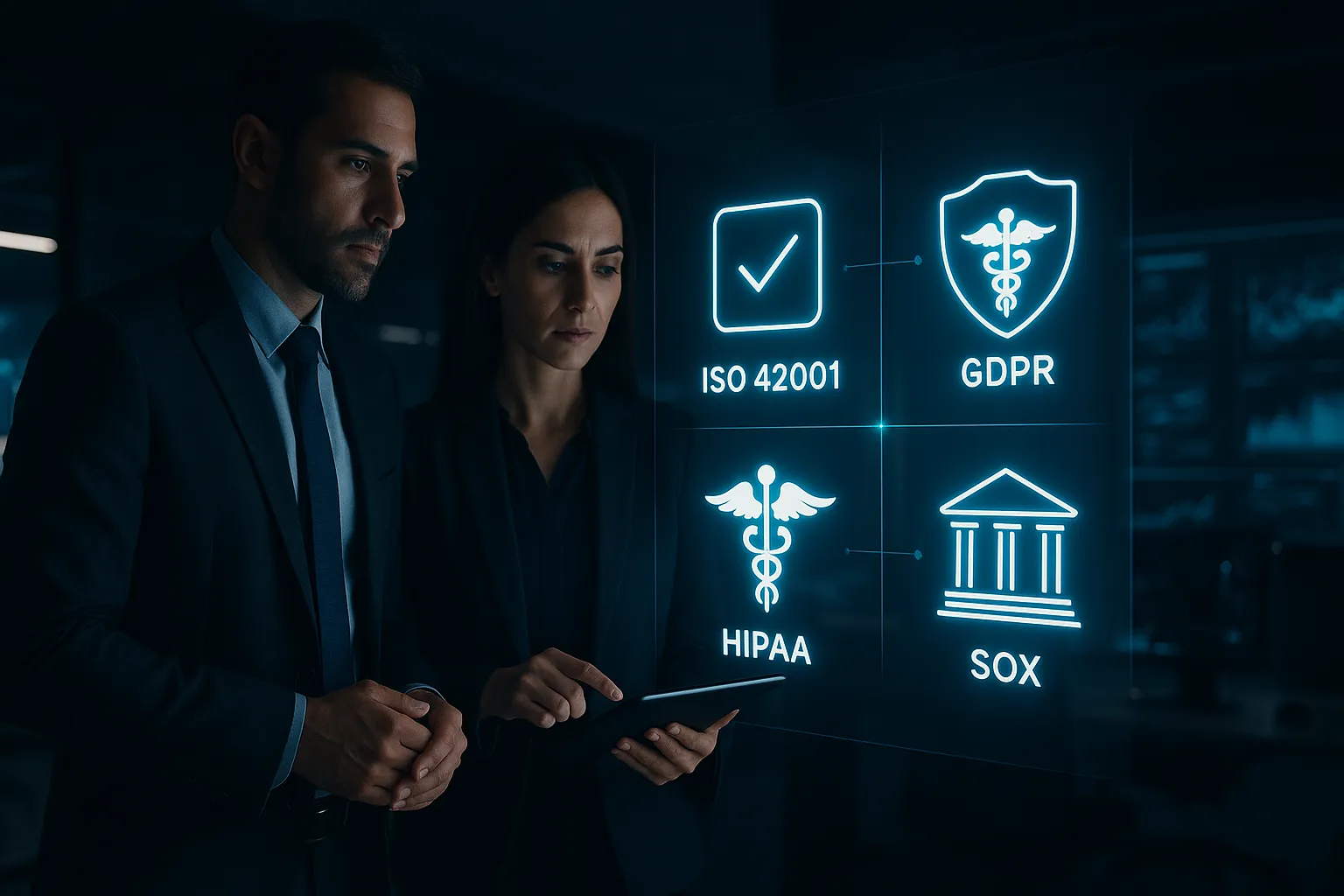 Compliance Frameworks (ISO 42001, GDPR, HIPAA, SOX)